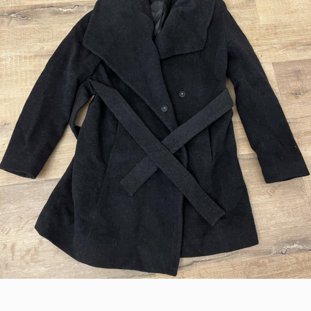 Michael Kors Black Wool Coat With Belt